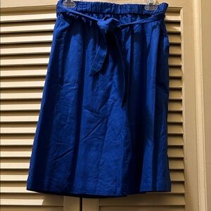 J. Crew Vibrant Blue A-Line Skirt. Bow tie at waist. Medium. NWT.